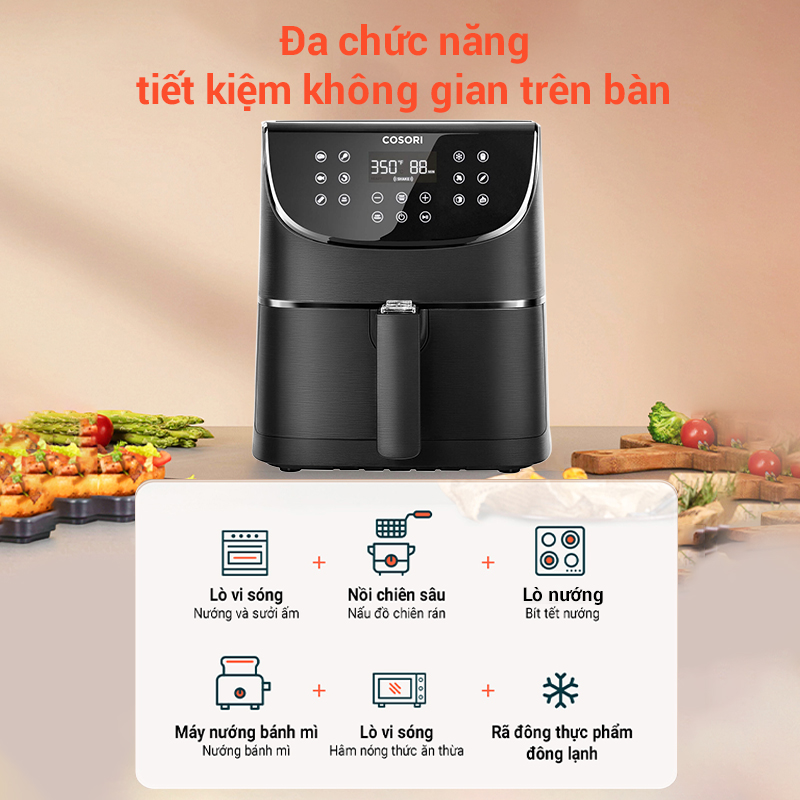 Nồi Chiên Không Dầu 5.5L COSORI CP158-AF Màu Đen - Hàng Chính Hãng