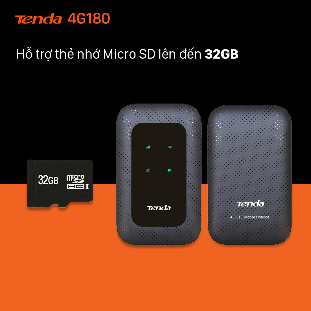 Bộ phát Wifi di động 4G LTE Tenda 4G180 - Hàng Chính Hãng