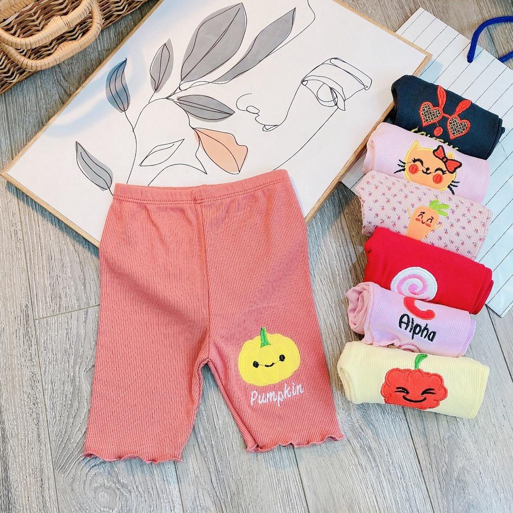 Quần thun đùi leggings cho bé gái size 5-18kg chất thun gân siêu co giãn mặc chuẩn form