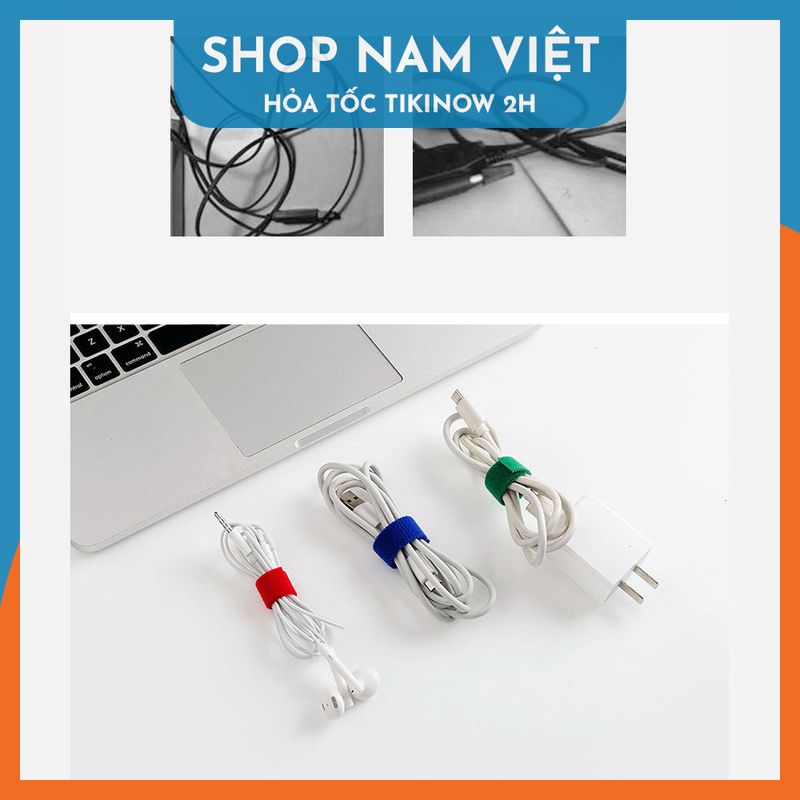 Combo 2 Cuộn Băng Gai Dính Velcro Cỡ 1,5cm - Dây Dính 2 Mặt Quấn Dây Điện, Dây Sạc, Tai Nghe Gọn Gàng - Hàng Chính Hãng NAVIVU