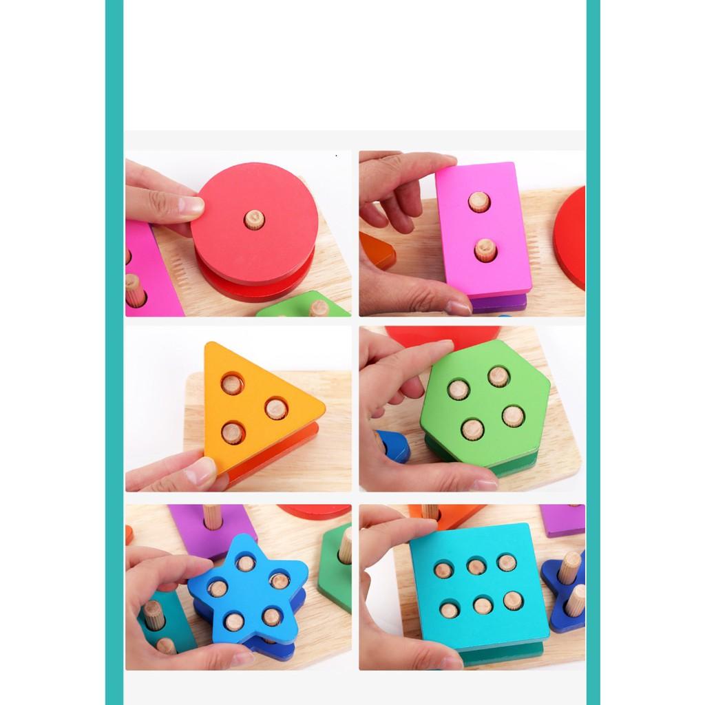 Thả khối vào cọc 6 hình cho bé từ 1y+