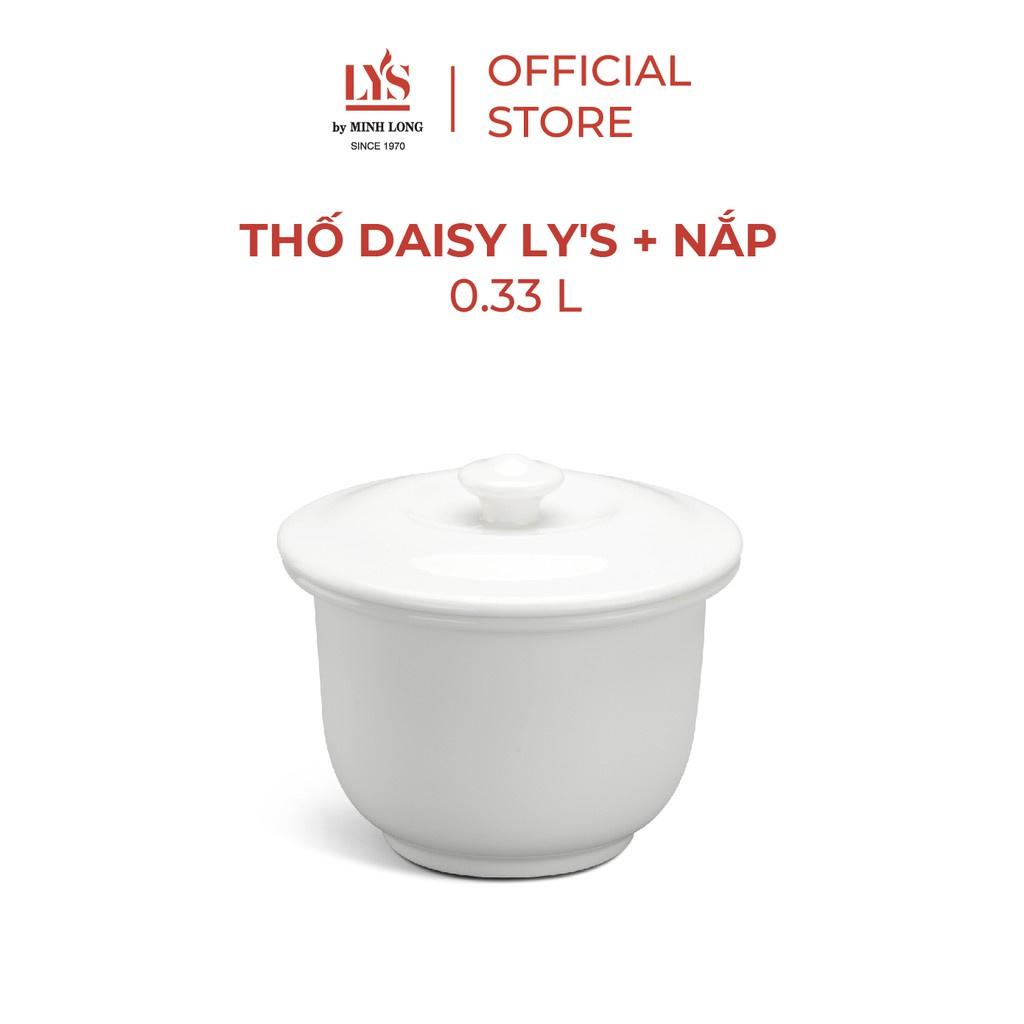 Thố cá nhân Daisy Ly's Minh Long nhiều kích thước kèm nắp màu trắng ngà gốm sứ siêu cứng cao cấp