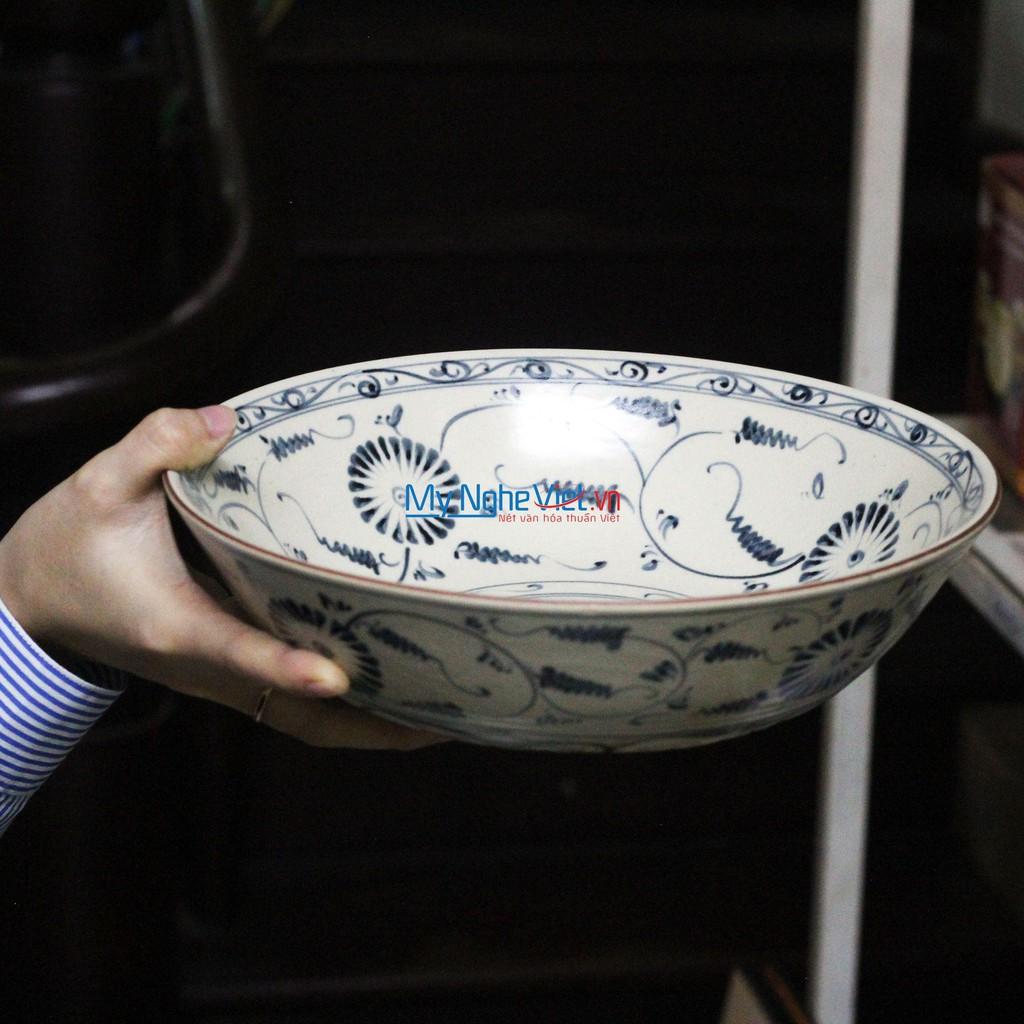 Tô loe gốm Bát Tràng họa tiết hoa cúc xanh MNV-BOA10-1