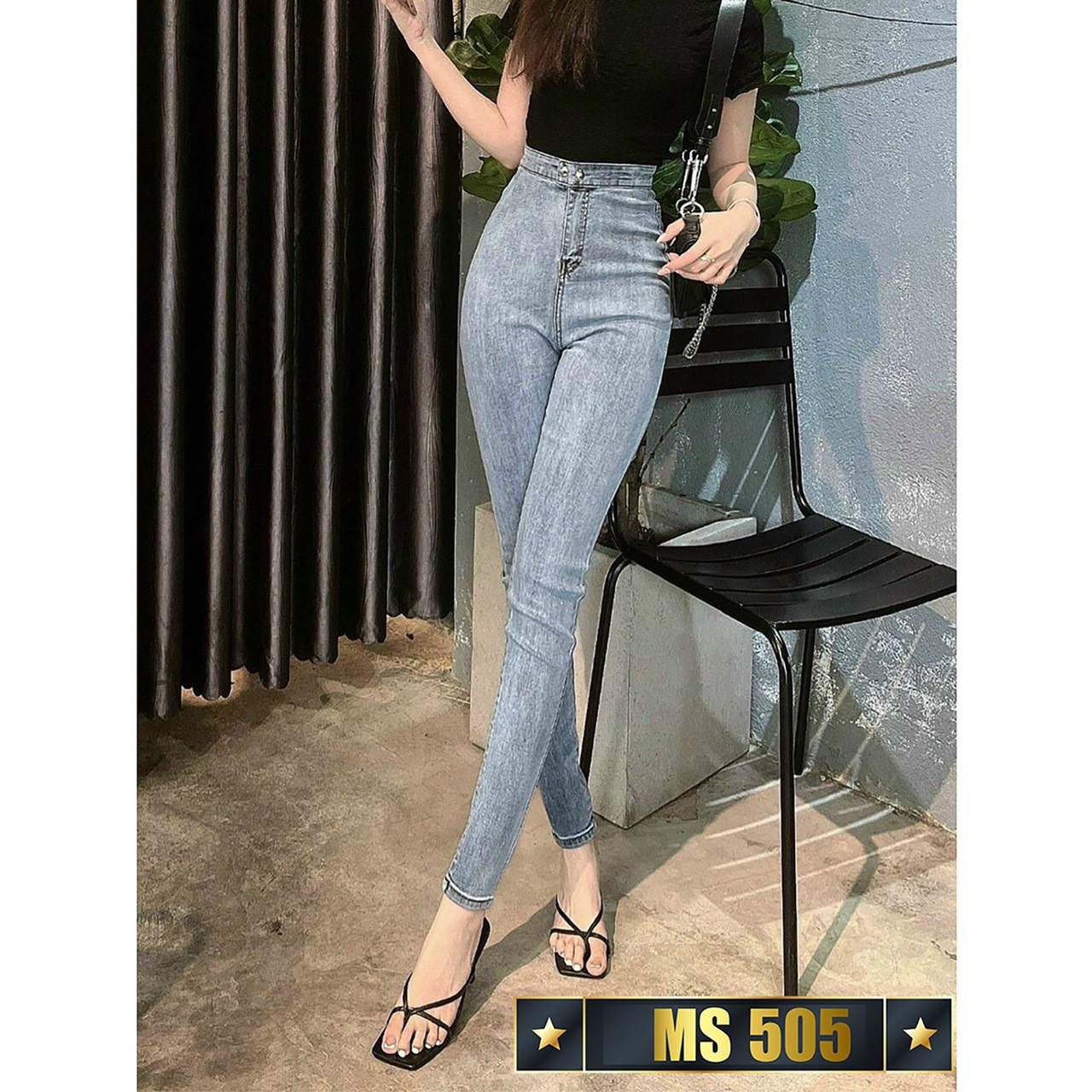 Quần jean nữ Lưng Cao Julido Store, chất jean co dãn 4 chiều ống ôm chân mẫu Ms505