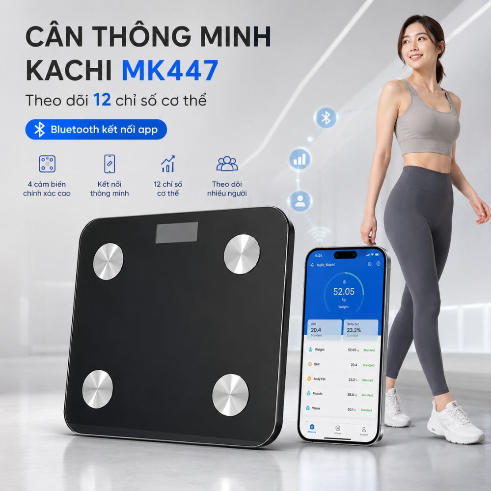 CÂN ĐIỆN TỬ THÔNG MINH KACHI MK447 - hàng chính hãng