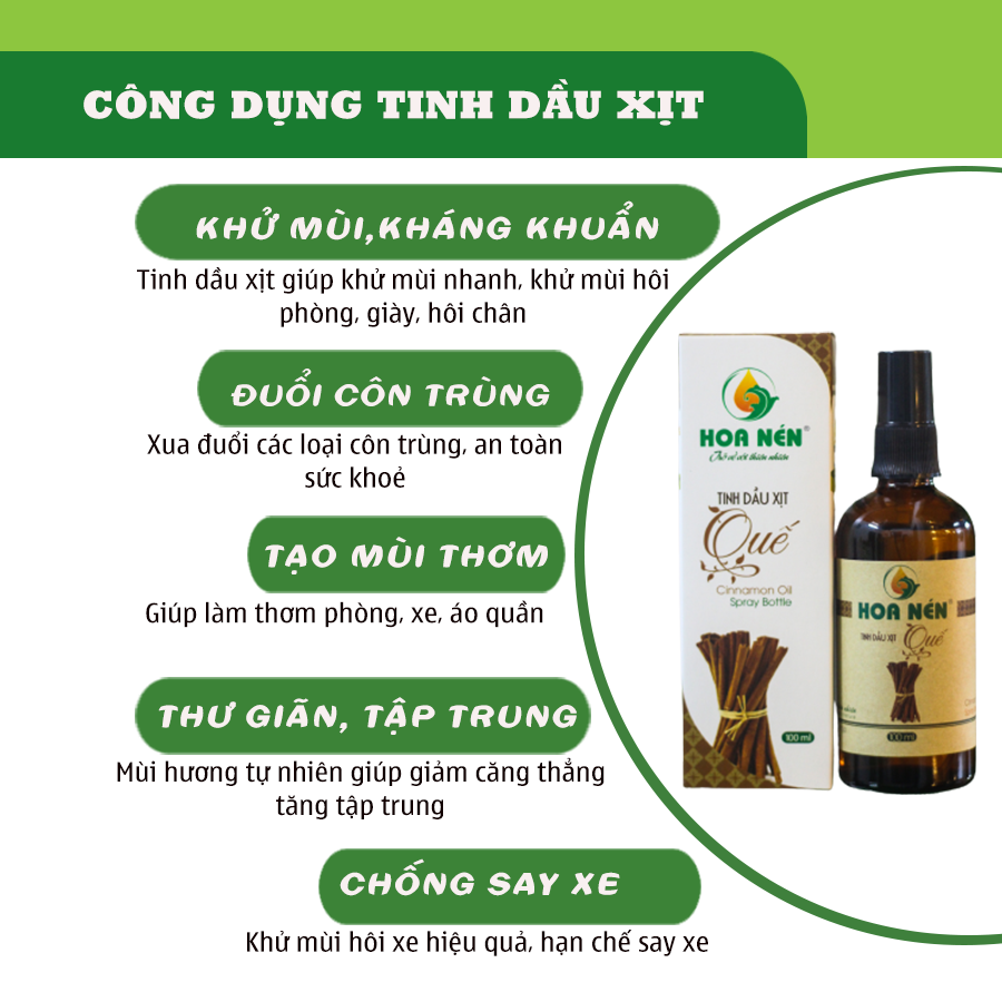 Chai xịt tinh dầu Quế Hoa Nén 100ml - Khử mùi, làm thơm, đuổi côn trùng