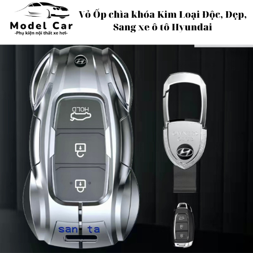 Vỏ Ốp chìa khóa hình Siêu Xe ô tô Hyundai Kona, Accent, Elantra, Santafe loại 3 và 4 nút bấm