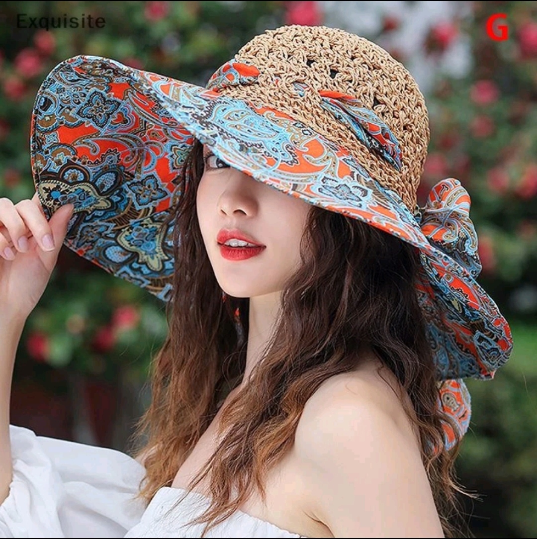 Nón đi biển mũ rộng vành gấp gọn chống nắng chất liệu thoáng mát thời trang Hàn Quốc Dona250302