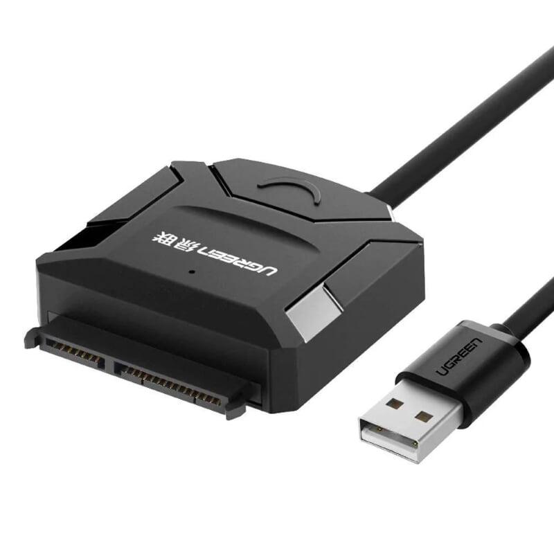 Ugreen UG20215CR108TK 25CM màu Đen Bộ chuyển đổi USB 2.0 sang SATA ổ cứng hỗ trợ nguồn - HÀNG CHÍNH HÃNG