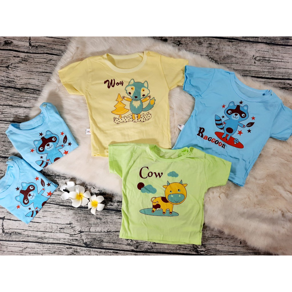 (siêu rẻ) Set 5 áo cộc tay cho bé từ 0-2 tuổi 100% cotton hàng VN cực mát