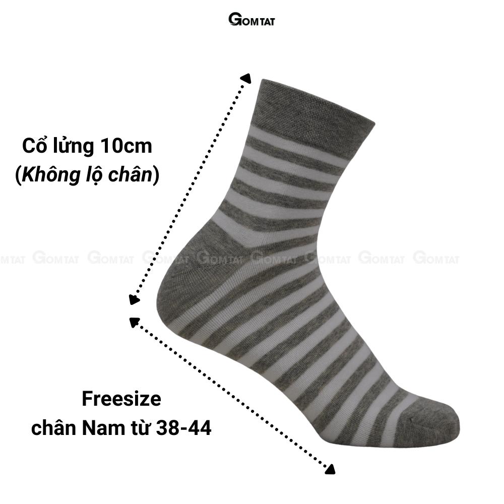 Hộp 5 đôi tất nam cổ lửng công sở GOMTAT cao cấp mẫu MIX08, chất liệu cotton mềm mại, hút ẩm thoáng khí - GOM-MIX08-LUNGSOC-CB5