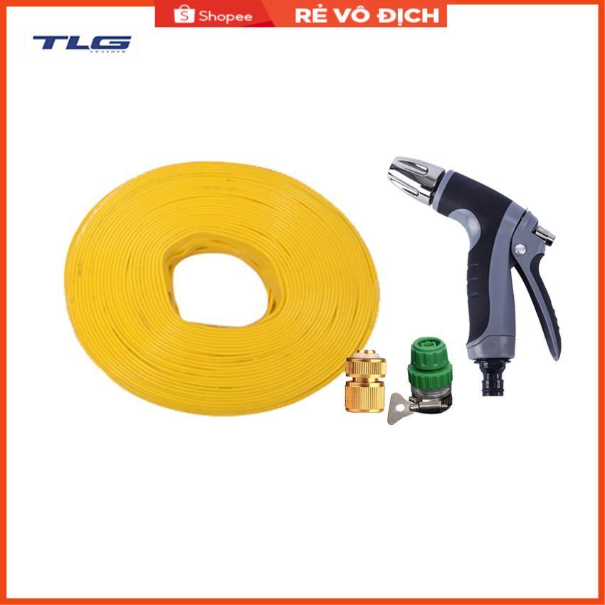 Bộ dây vòi xịt nước rửa xe,tưới cây tăng áp 3 lần 7-10m(cút đồng nối nhựa xanh) 206817