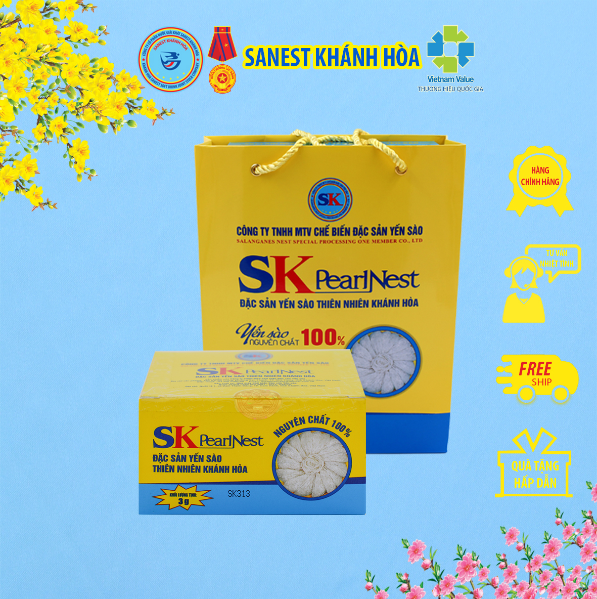 SKPearlNest Đặc sản yến sào tinh chế hộp 3g