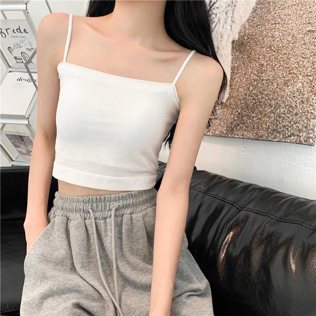 Áo 2 dây nữ THE MEI 1992 cao cấp - Áo hai dây croptop sợi bún có đệm ngực loại dài hàng Quảng Châu cao cấp