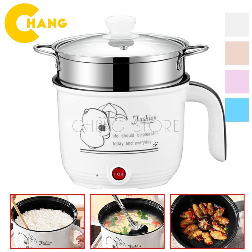 Ca Nấu Mì, Nấu Cơm Đa Năng Có Tay Cầm 1,8L - Nồi Lẩu Điện Mini Kèm Giá Hấp + 1 Khay Luộc Trứng