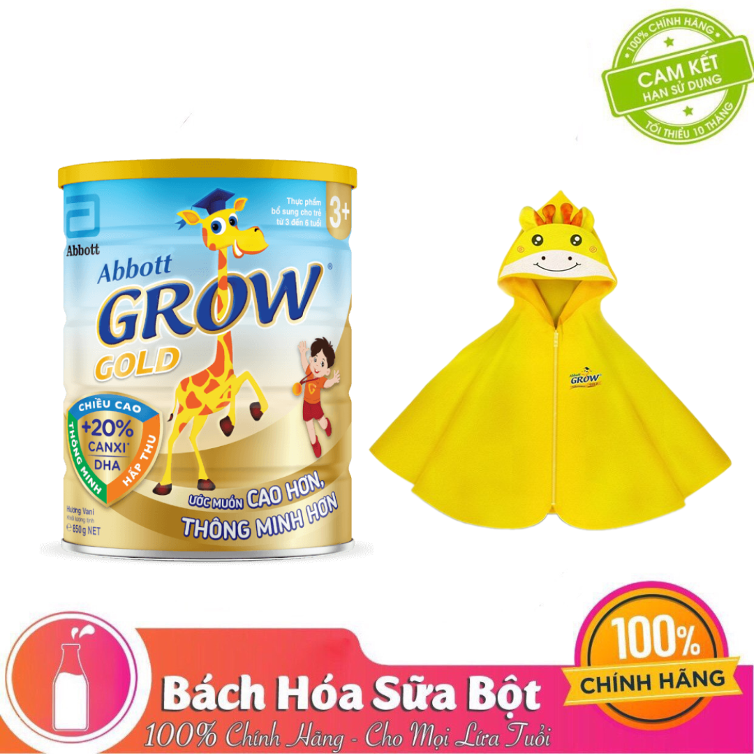 Sữa Bột Abbott Grow Gold 3+/6+ (Lon 850g) + Tặng Nón hươu/Áo choàng chống nắng