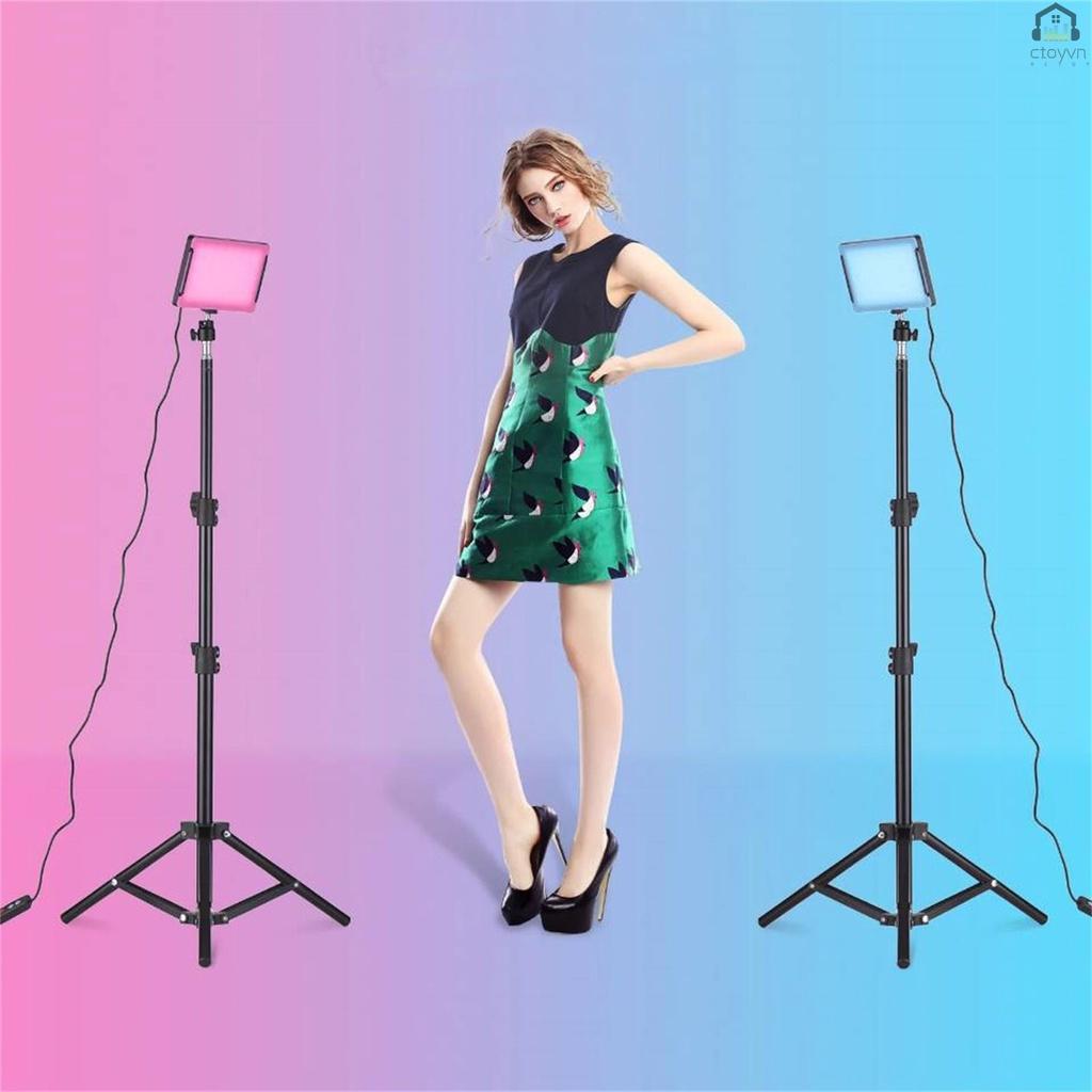 Set 2 đèn LED 5600K 4 màu sắc tùy chỉnh kèm giá đỡ ba chân hỗ trợ chụp ảnh/quay video/live stream