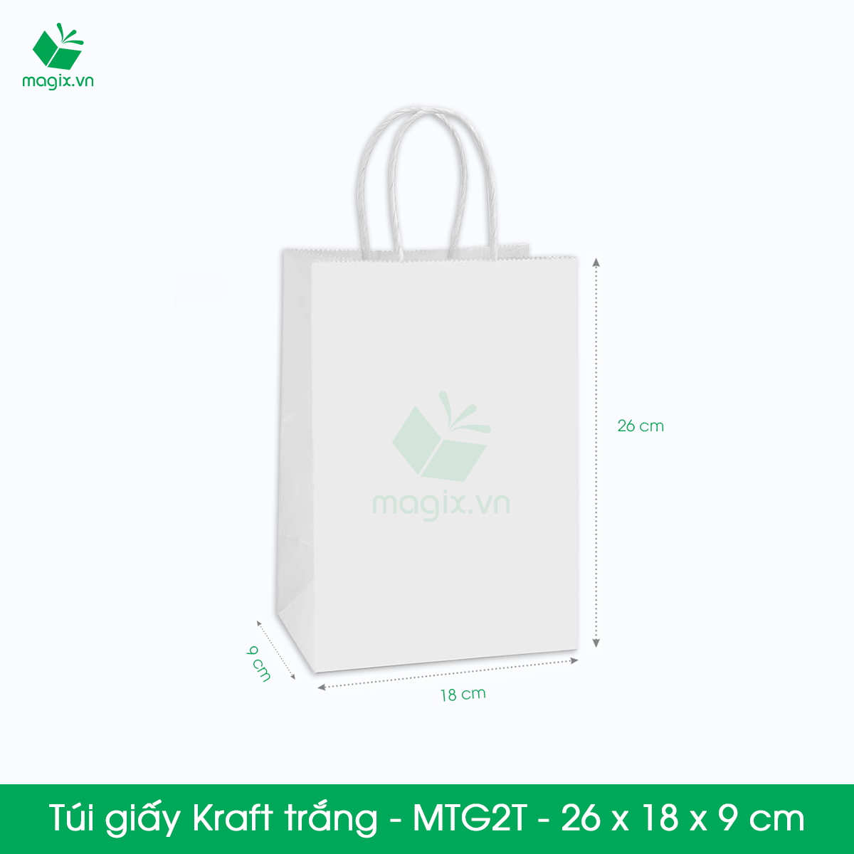 MTG2 MTG2T - 26x18x9 cm - Combo 100 túi giấy Kraft Nhật cao cấp