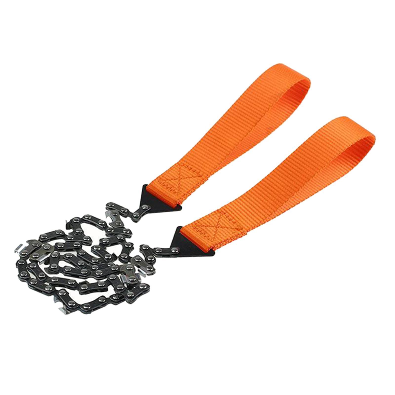 Wire Saw Steel Pocket Chain Saws Hand Chainsaw Survival Wood Cutting Tool with Nylon Handle Straps for Outdoor Emergency