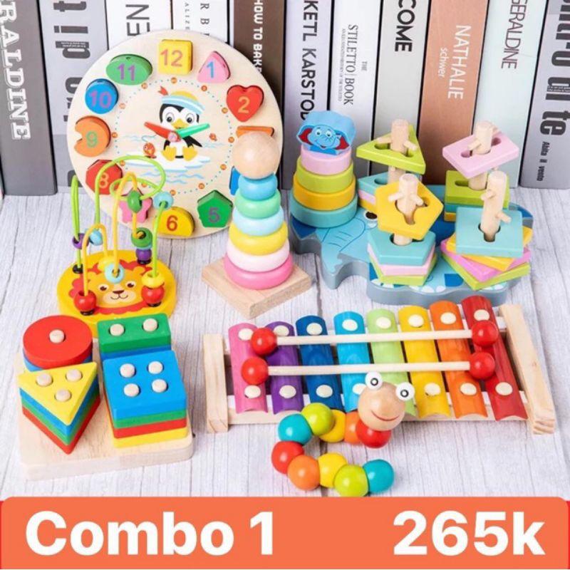 Combo 7 bộ đồ chơi gỗ thông minh