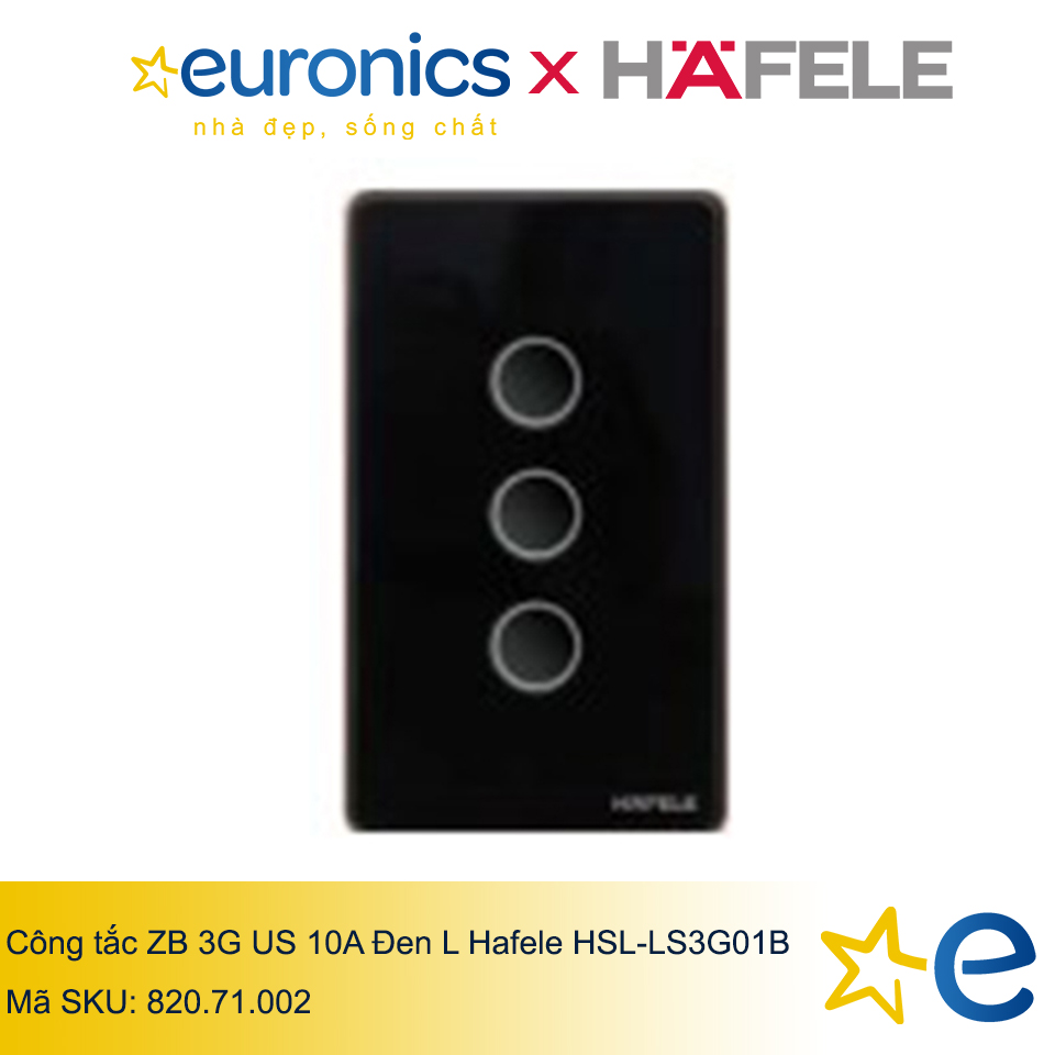 CÔNG TẮC ZB 3G US 10A ĐEN L HAFELE HSL-LS3G01B/820.71.002 - HÀNG CHÍNH HÃNG