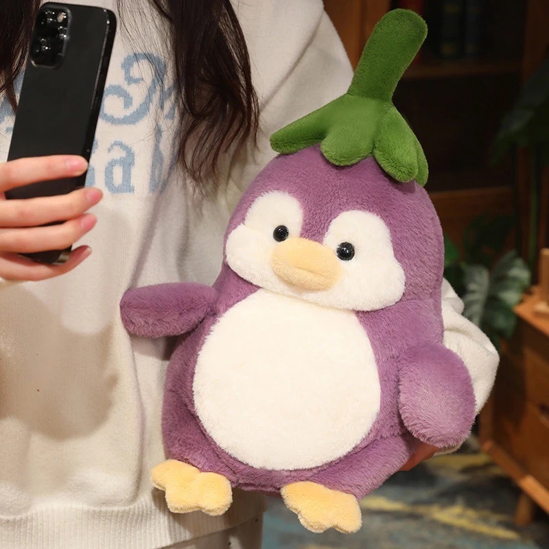 Thú nhồi bông chim cánh cụt cà tím đáng yêu - Size 25cm đến 70cm - Quà tặng gấu bông êm mịn cho bé