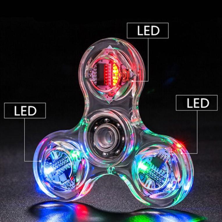 Con Quay Đồ Chơi Spinner Phát Sáng 20 kiểu Giúp Giảm Stress Con Quay Đèn LED Trong Suốt Màu Trắng