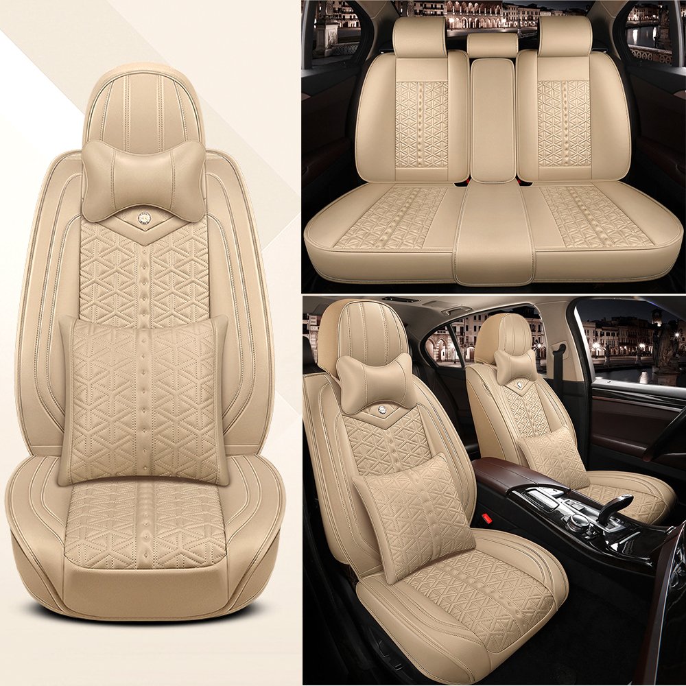 Bộ 5 ghế lót ô tô DA PU SIÊU CAO CẤP,thiết kế sang trọng với 2 gói lưng,2 gói đầu.phù hợp mọi loại xe-83209