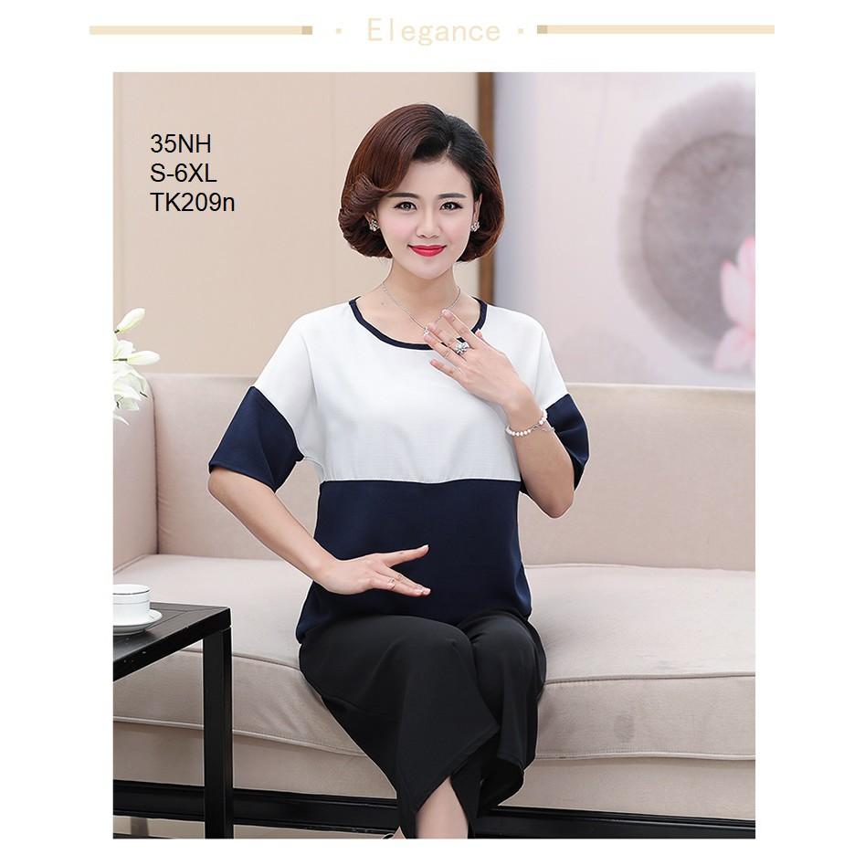 tk98-ÁO TRUNG NIÊN PHỐI MÀU TAY NGẮN S-6XL