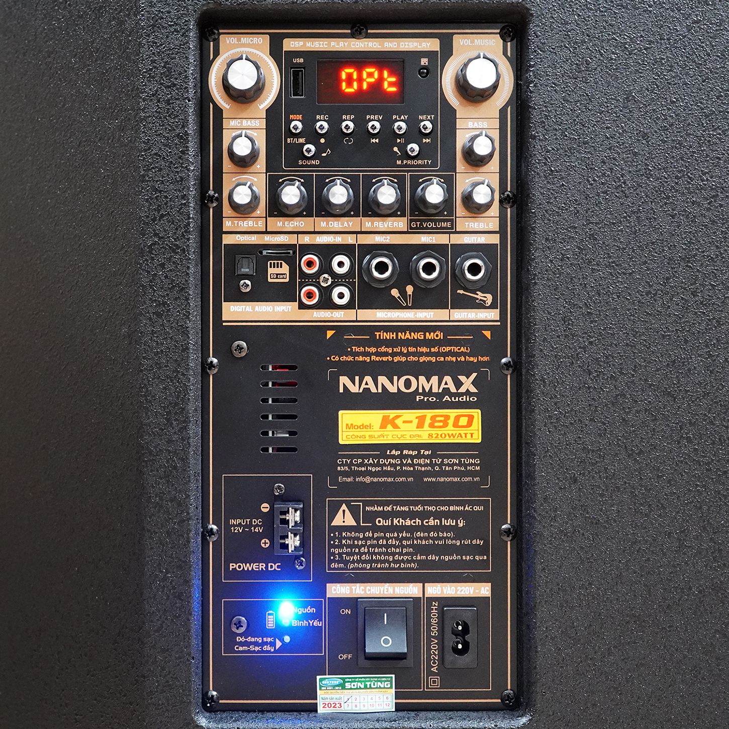 Loa Kéo Công Suất Lớn Nanomax K-180 K180 Bass 4 Tấc 40cm 820w Karaoke Bluetooth Lưới Xám Siêu Công Nghệ 2022 Hàng Chính Hãng