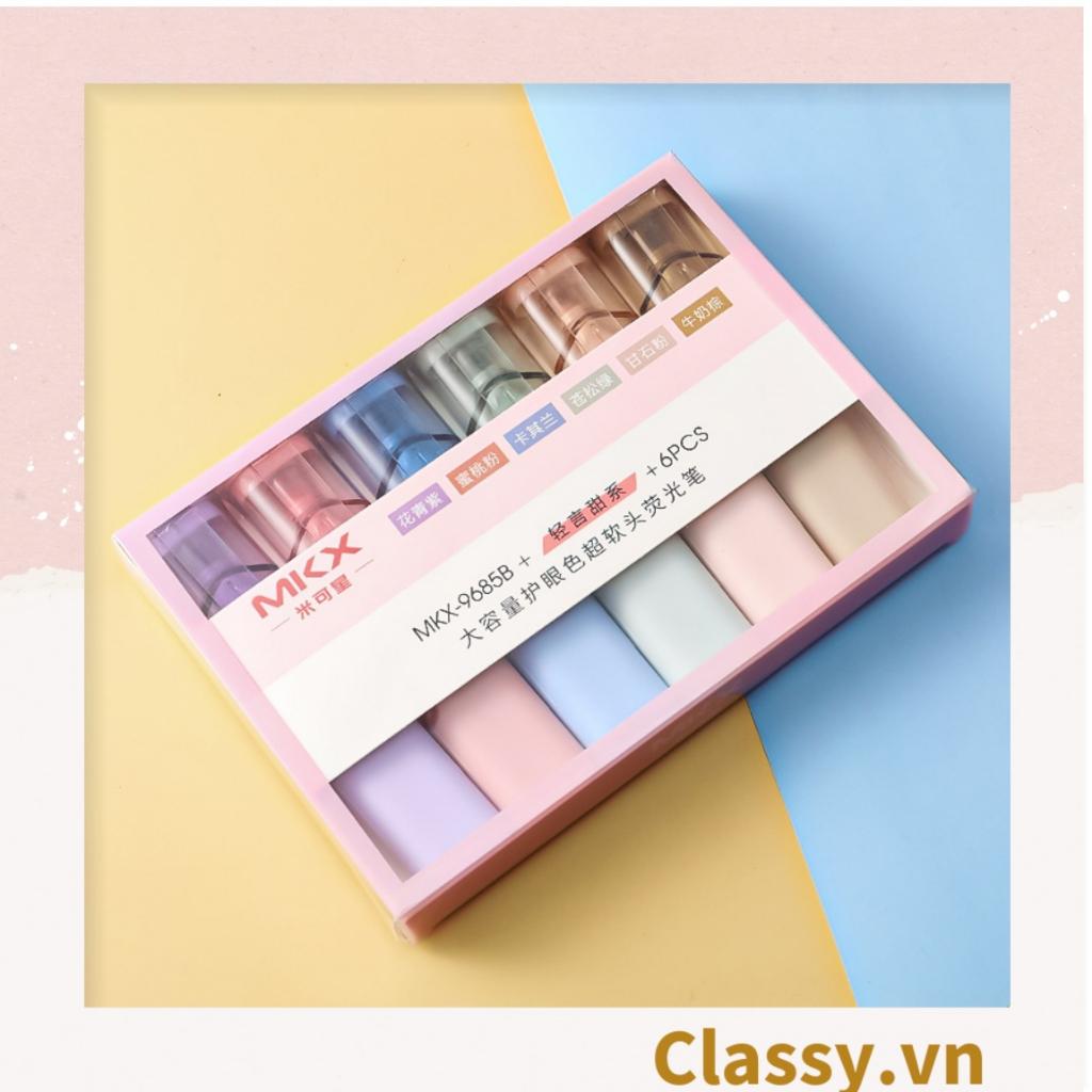 Hộp 6 bút highlight, bút dạ quang, bút đánh dấu Classy tiện lợi PK1524