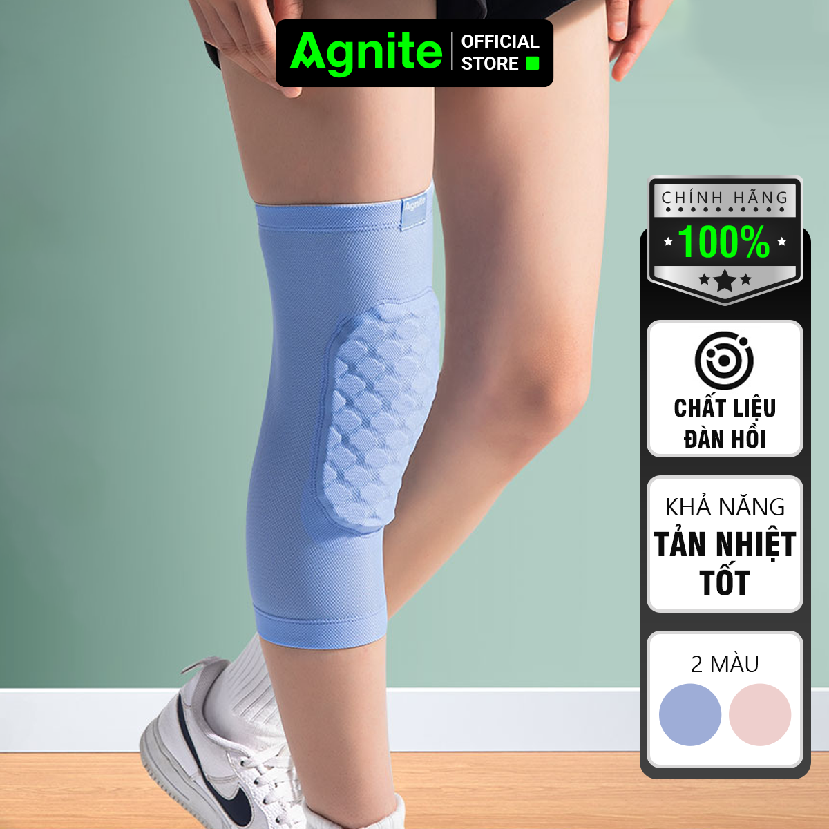 Miếng đệm đầu gối AGNITE chính hãng, bó gối bảo vệ khớp gối chơi thể thao, luyện tập bóng rổ mã FL104