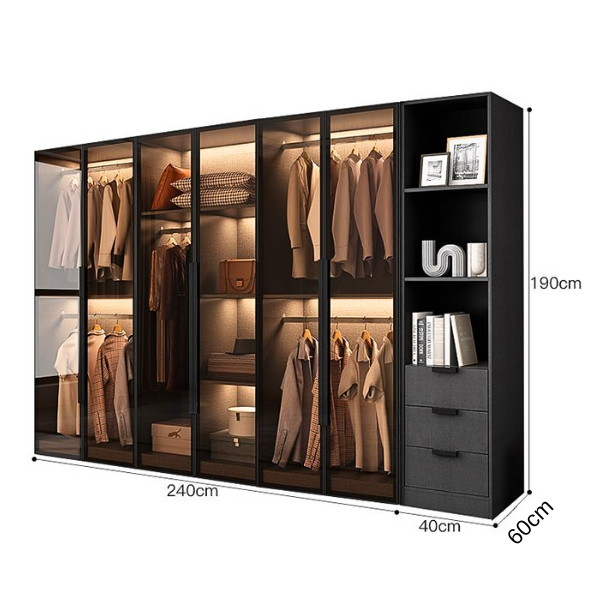 [ Miễn phí vận chuyển &amp; lắp đặt]  Tủ quần áo cánh kính Ohaha có đèn led - TCK007