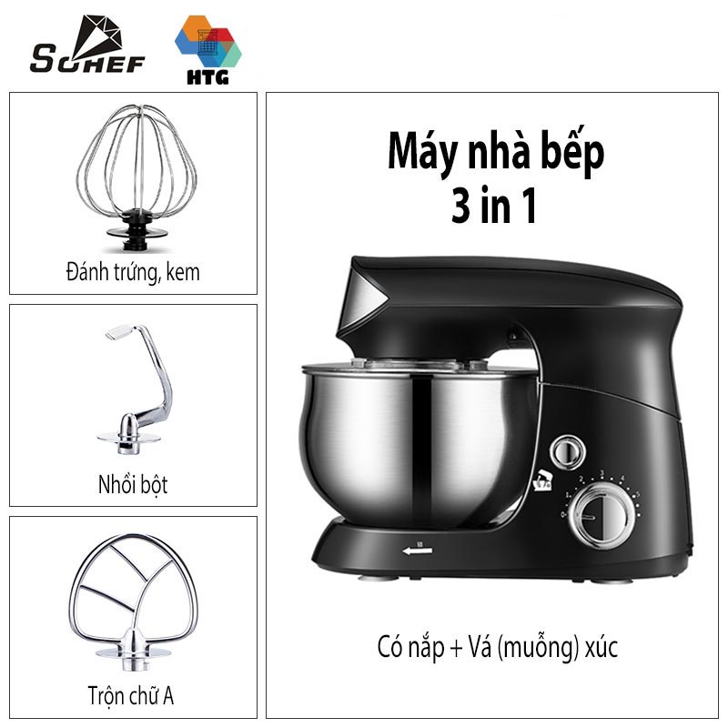 Máy trộn bột làm bánh Sohef SC216 3 trong 1, đánh trứng, đánh kem, trộn thực phẩm, hàng chính hãng