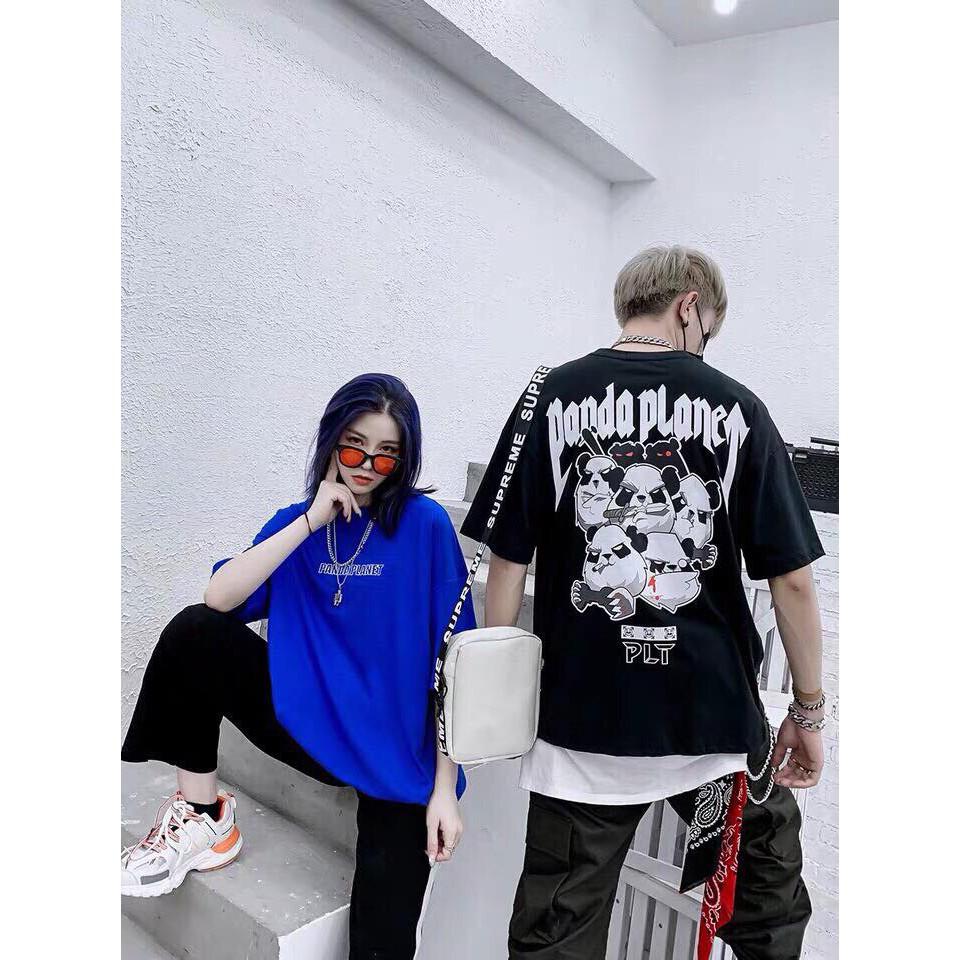 Áo tay lỡ unisex nam/nữ in chữ PANDA PLANET. Áo tay lỡ form rộng. Áo thun unisex.