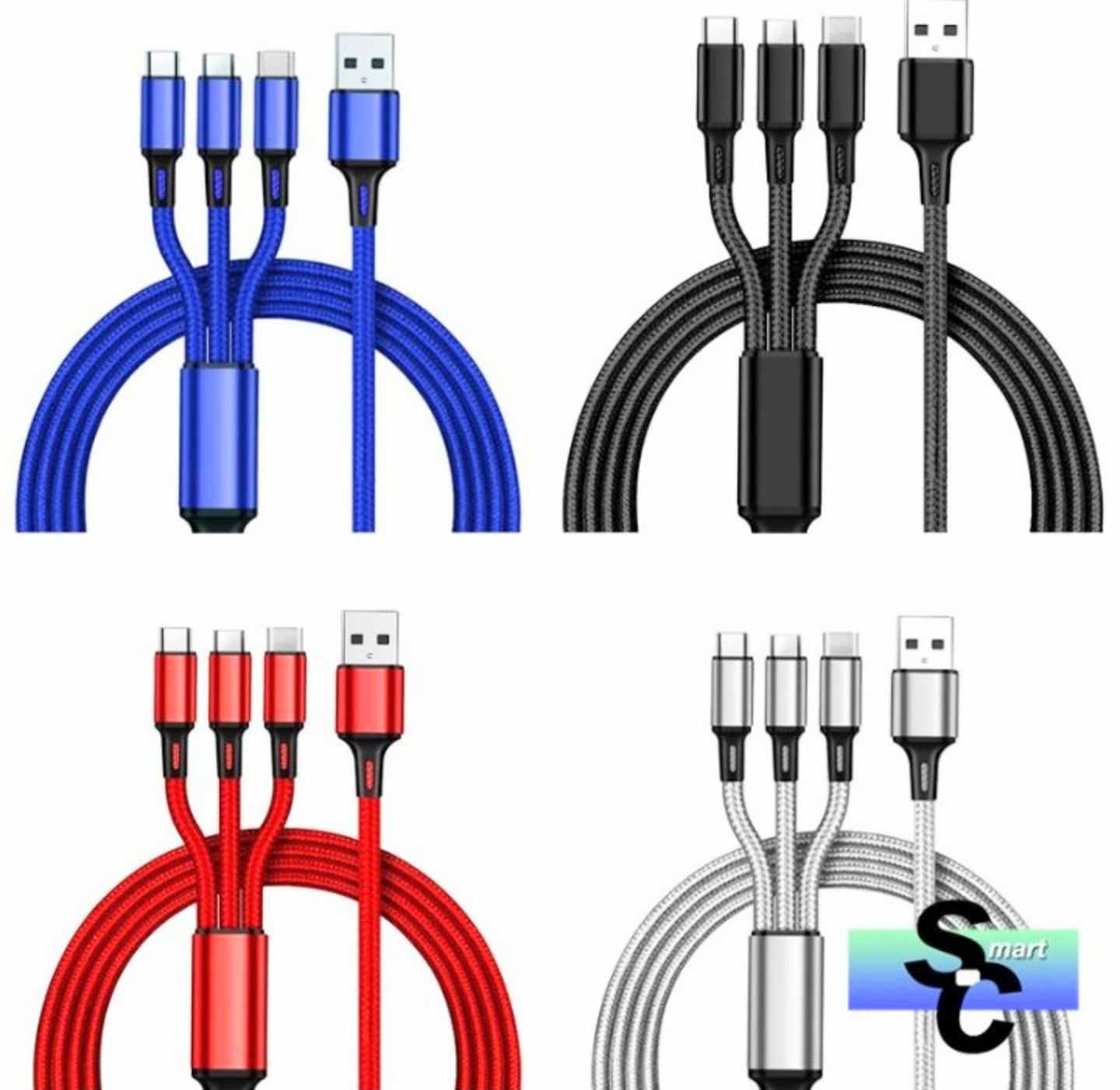 1 DÂY CÁP SẠC ĐIỆN THOẠI USB 3IN1 VỚI 3 ĐẦU SẠC CHO CÁC LOẠI ĐIỆN THOẠI DỂ DÀNG THUẬN TIỆN HÀNG CHUẨN CHẤT LƯỢNG