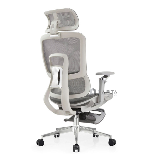 Ghế Văn Phòng Công Thái Học CR4335-2M Nội thất CAPTA Ghế Công thái học Ergonomic Cao cấp lưng lưới nệm lưới xám có giá đỡ cột sống tựa đầu lưng tay điều chỉnh được ngả lưng nâng hạ chân ghế thép mạ chrome hcm