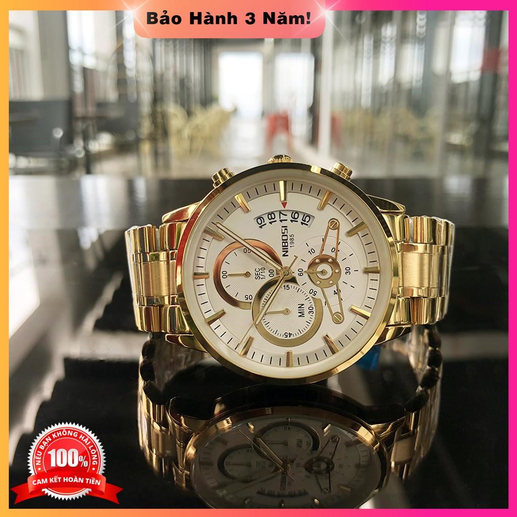 Đồng hồ nam Nibosi 1985 NI2309 6 kim, full hộp, thẻ bảo hành 3 năm, Sapphire chống xước, chống nước , dây thép 316L