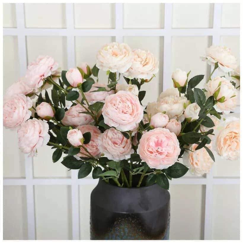 Hoa Giả - Cành Hồng 3 Bông Dài 65cm HL011