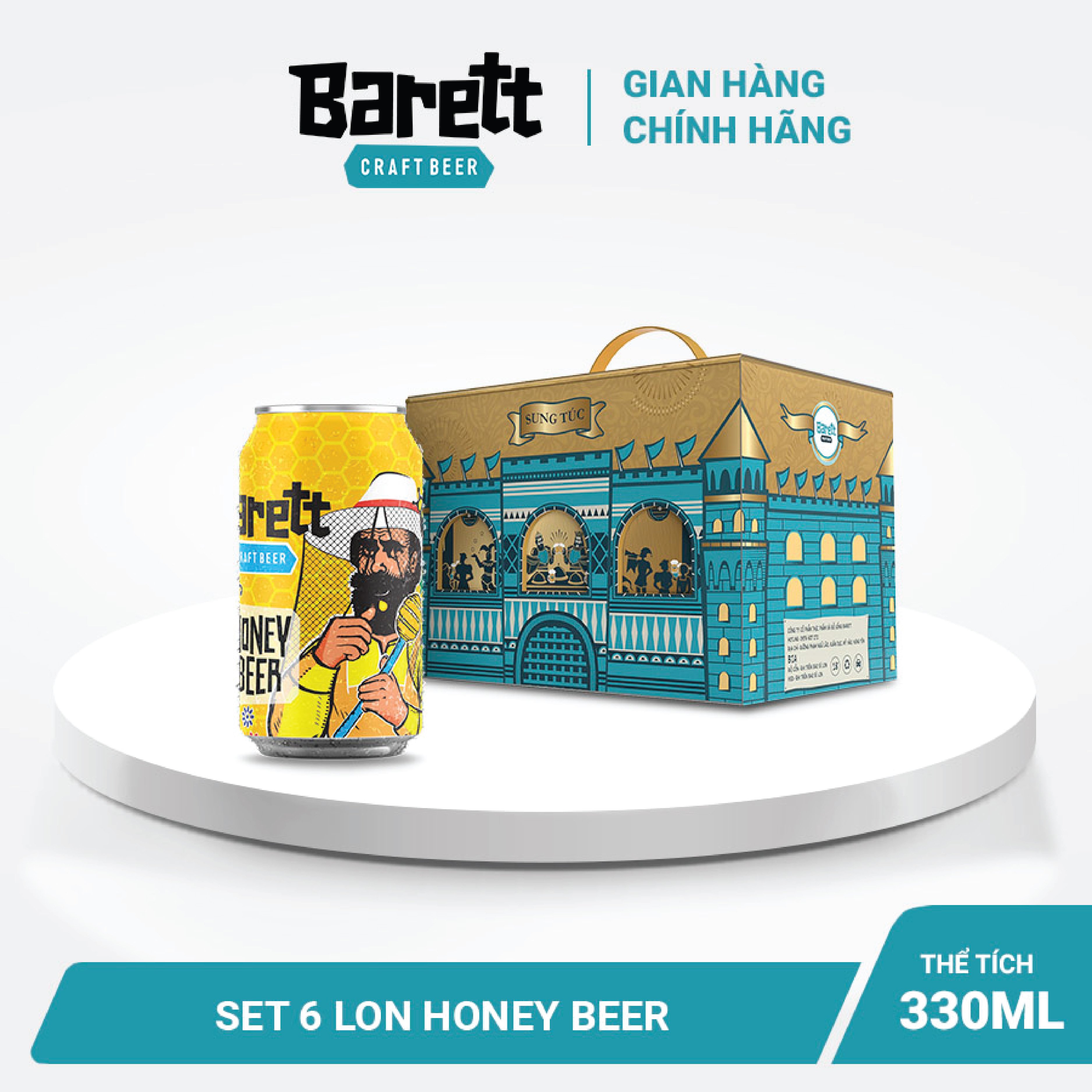 Bia thủ công Barett thùng 6 lon - vị Honey Beer