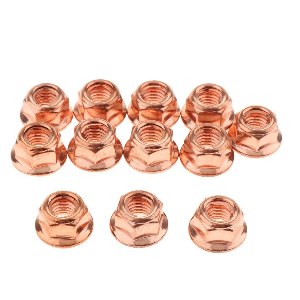 4X 12X M8 COPPER FLASHED EXHAUST MANIFOLD NUT 8MM NUTS HIGH TEMP for