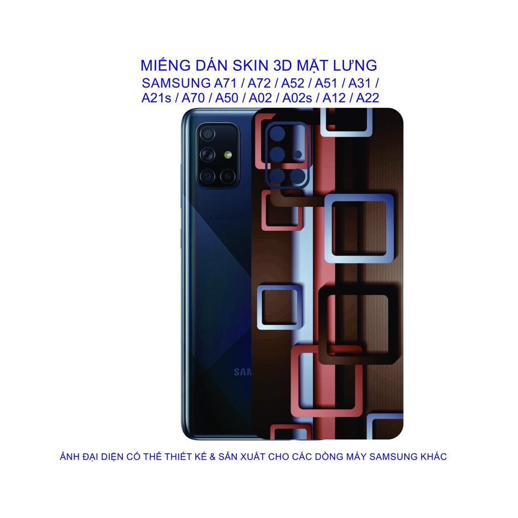 Miếng Dán Skin 3D mặt lưng dành cho SAMSUNG A71 / A72 / A52 / A51 / A31 / A21s/ A22 chống trầy xước, hình ảnh 3D