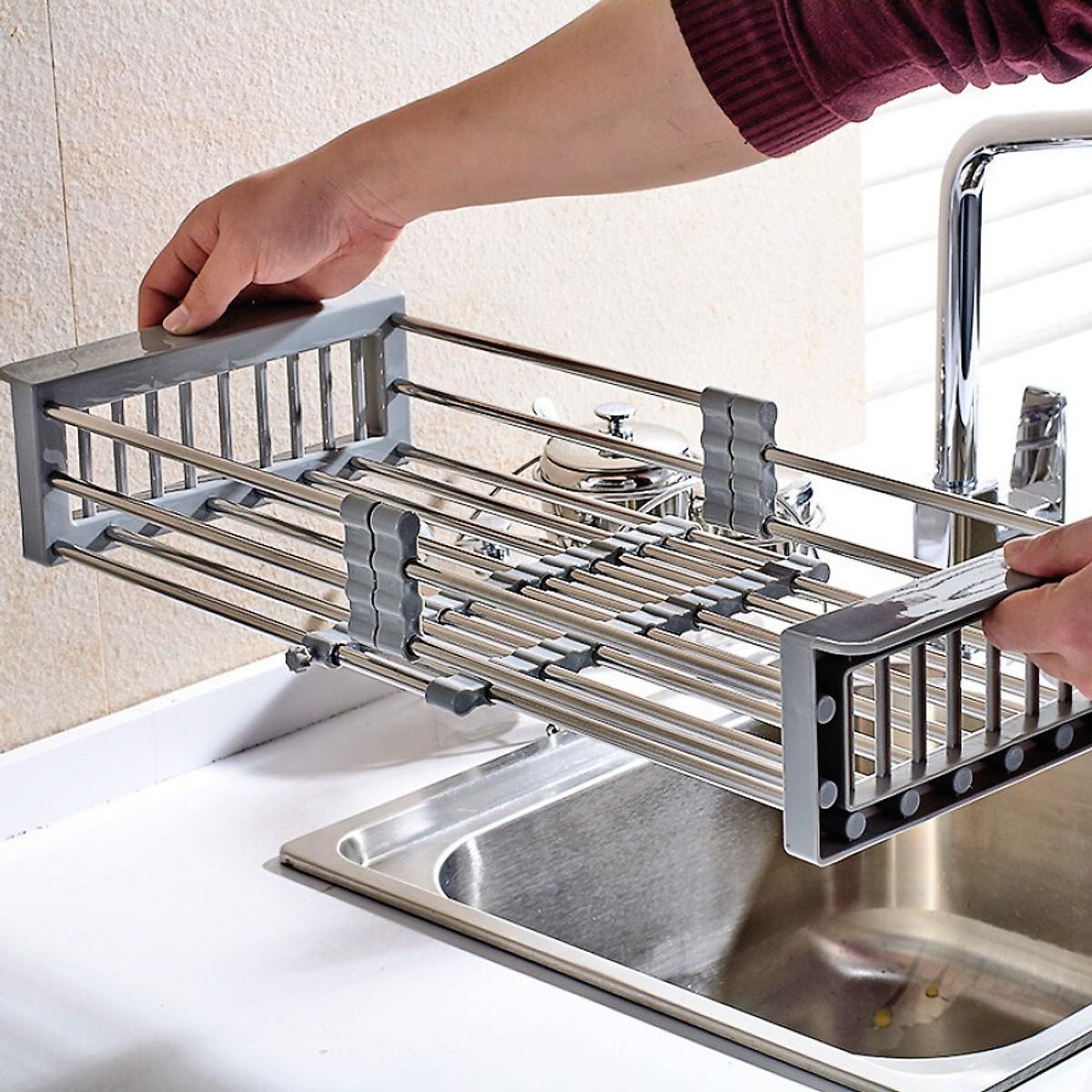 Khay Inox 304 Cao Cấp Đựng Đồ Đa Năng Hình Chữ Nhật Gác Bồn Rửa Bát Tiện Dụng - Loại Tốt