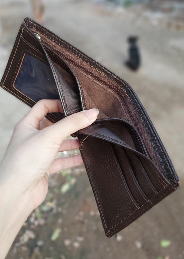 Ví da bò hạt thật 100% phong cách cổ điển