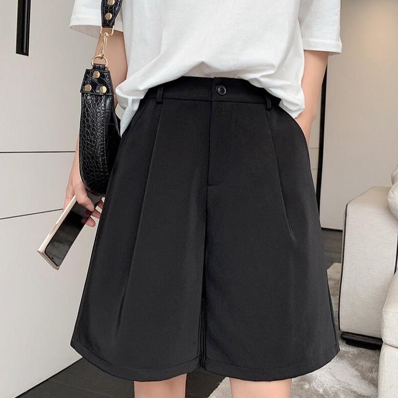 Quần Short Cạp Cao Hai Màu Đen Be và áo Croptop Phong Cách_C30