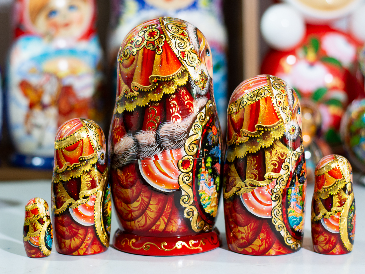 BỘ BÚP BÊ NGA MATRYOSHKA CAO CẤP 5 LỚP 18CM VẼ HOA VĂN &quot;CÔNG CHÚA CỔ TÍCH&quot; CỰC ĐẸP VÀ SANG TRỌNG, ĐỘC ĐÁO