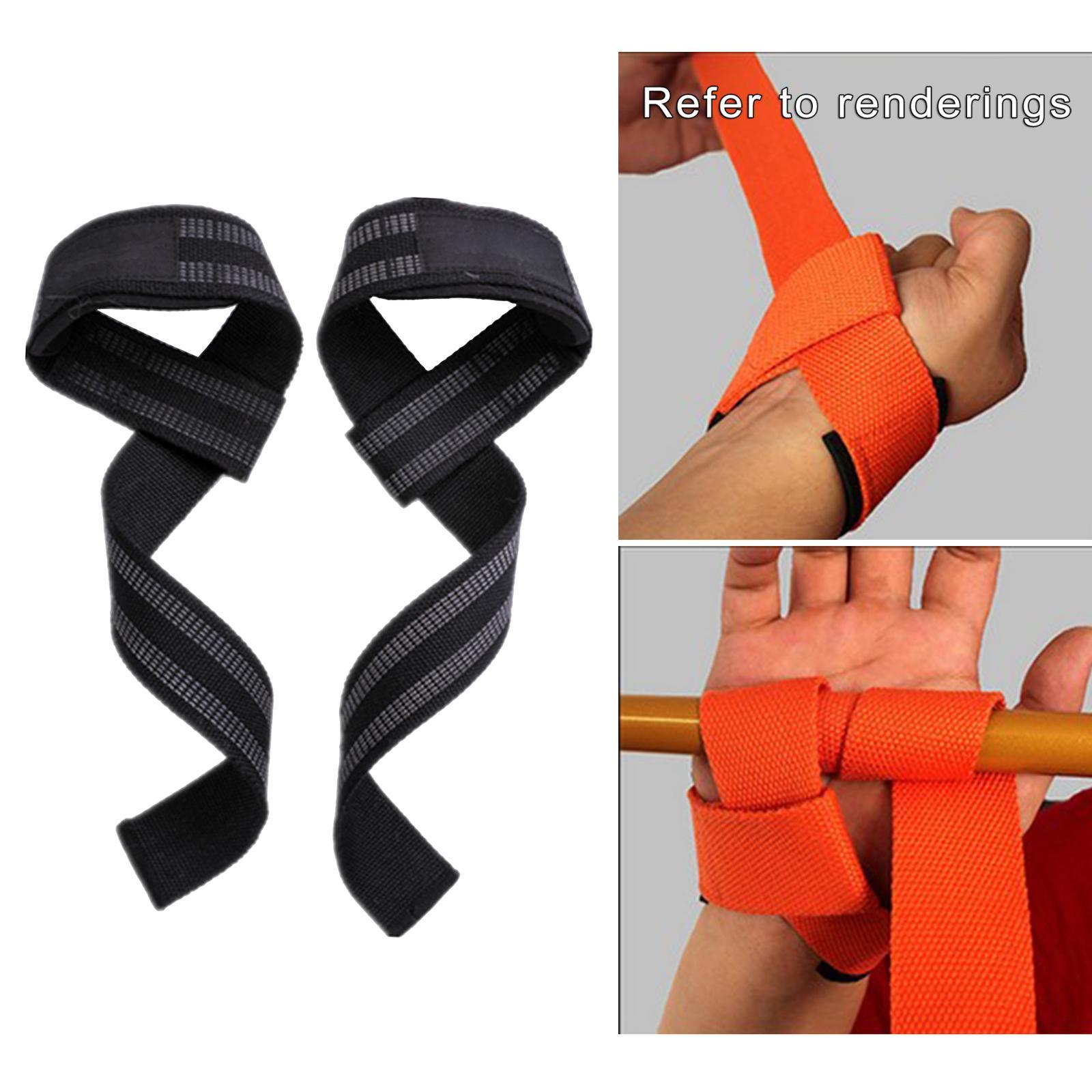 2Pcs Weight Lifting Straps Wrist Support Wraps Strength Adjustable