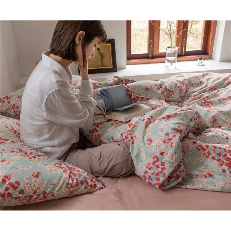 Bộ Chăn Ga Gối Côtton Living 100%cotton Hàng Nhập Khẩu Cao Cấp 4 Món Độc Lạ