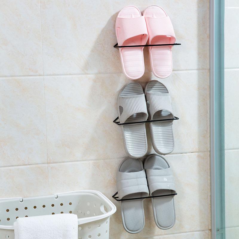 2PCS Iron Tall gắn trên kệ kệ phòng tắm Slipper kệ tự dính