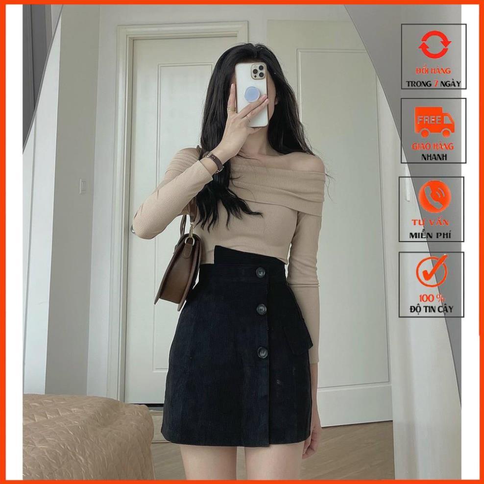 Chân Váy Nhung Cạp Cao 3 cúc mới m908